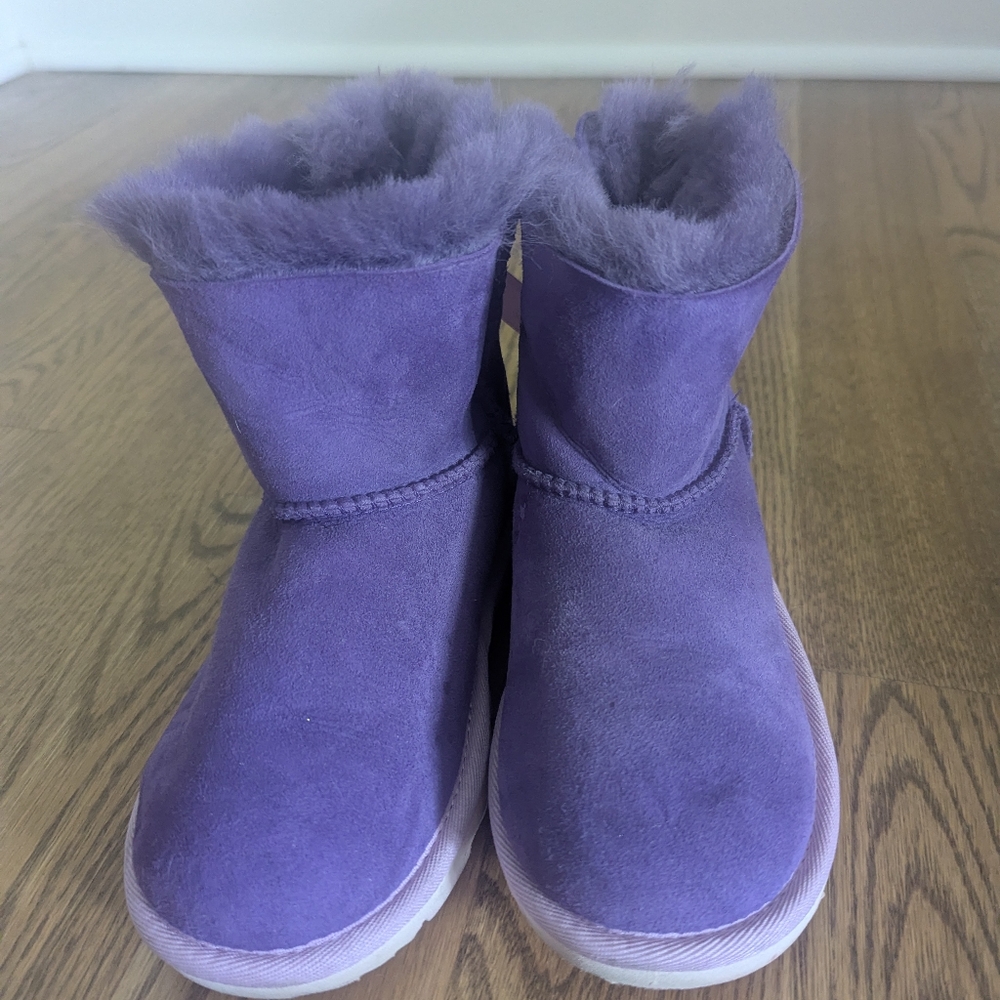 UGG Lavender Boots with Pink Ribbon - Picture 2 of 3